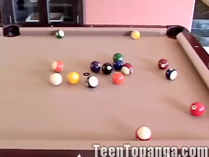 Pool playing solo teen fingers her pussy