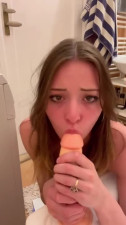 Hot girl fucks big dildo