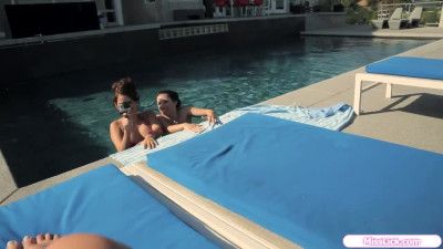 Latin lesbians film outdoor cunt licking