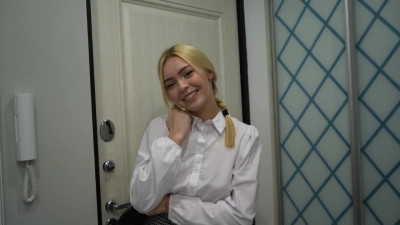 The HOT blonde schoolgirl did not pass the exam! I took her PUSSY!