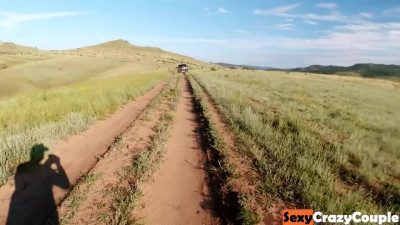 Tiffany walks naked on the hills and rocks and gets fucked in nature