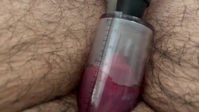 FTM Clit Pumped and Hole Knotted by Dildo