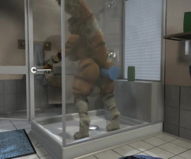 Futa tiger playing dildo in restroom HD by h0rs3