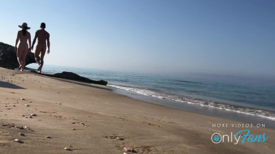 Risky amateur sex on a nudist Greek beach