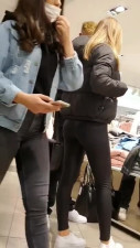 Very Sexy GF Candid Ass In Shiny Leggings