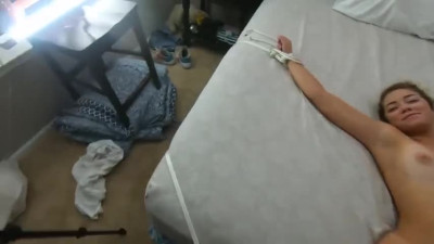 Making a Tied Up 18 Year Old Cum Until She Cant Think