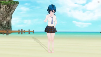 3D HENTAI Schoolgirl on the beach after school