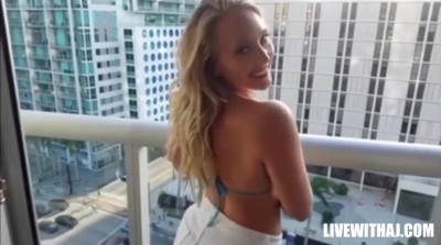 AJ Applegate getting fucked on her hotel balcony