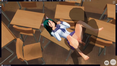 3D HENTAI neko schoolgirl cums from a big dick