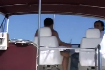 Horny Babe in Interracial Boat Sex