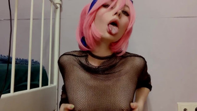 SAKURA HARUNO MAKES A SLOBBERY AHEGAO AND SHOWS TITS