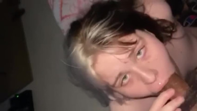 POV sloppy blowjob from a thick white girl