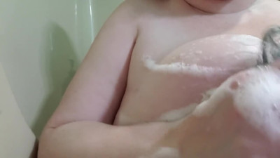 Washing Big Boobs in the tub.