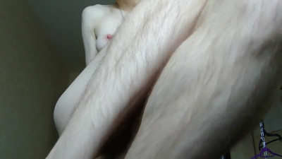 HAIRY PUSSY JUICY DILDO FUCK IN THE MORNING ON BAR CHAIR