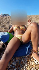 Hot LATINA Caught Adjusting Bikini Thong on a PUBLIC BEACH - Pussy Slip and Cameltoe POV Candid