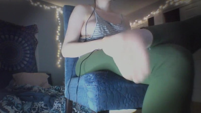 Naked Gamer Girl Playing Fortnite Showing Off Big Bouncy Boobs and Chub