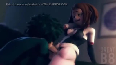 Duke gives a blowjob to  Uraraka