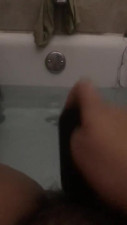 Fucking my wet pussy with a brush in the bath