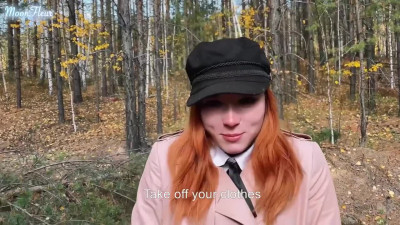 Redhead Student Sucked And Fucked To Keep Warm In The Woods