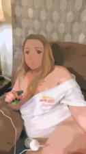 Anime girl smokes weed while fucking herself