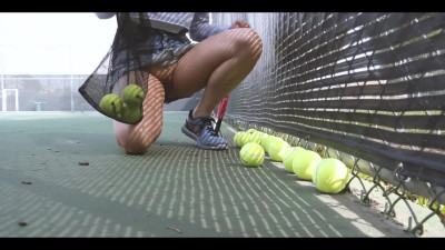 Playing tennis with no panties on.