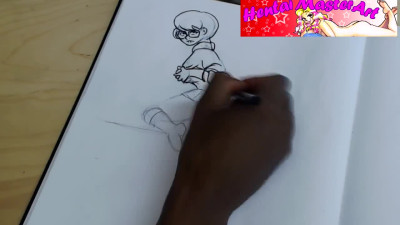 Scooby Doo Velma upskirt masturbating fan art speed drawing