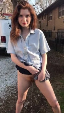 Cute redhead pees in public