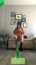 spooky stoner slut cums on her dildo