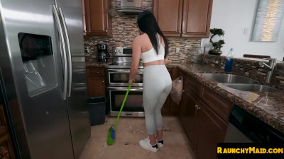 Slutty housekeeper fucks with boss for higher salary