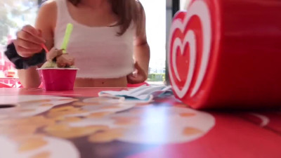 Young Girl Caught Fingering in Ice-cream Store.