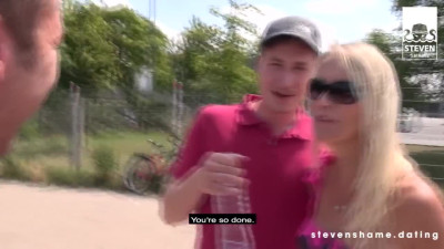 GERMAN MILF JULIA PINK: TWO CUMSHOTS IN PUBLIC: TWO FUCKERS Share a Blonde MILF! StevenShameDating