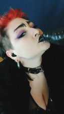 Goth Slut Sucking off Bad Dragon Dripping Cum