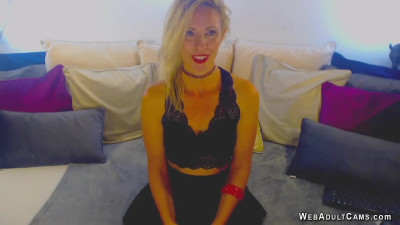 British blonde MILF fucks vibrator on wecam