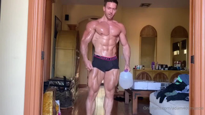 Adam Charlton naked flexing 2