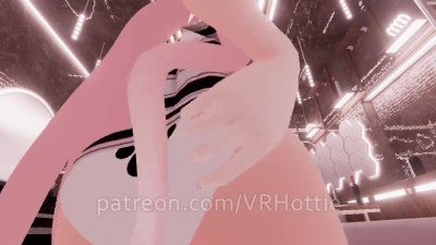 Thicc Booty Pink Hentai Girl Busts out Dildo Nora Lovense Strips down in Restroom POV Lap Dance