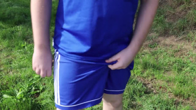 Male Desperation & Wetting! couldnt Hold It: Flooding my Football (Soccer) Kit with Piss and Cum