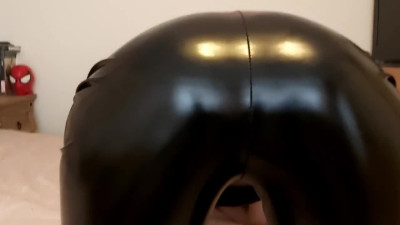 Latex Ass Worship!! Ass Kissing and Cumshot over Mistresss Shiny Leggings for Lucky Slave!!!