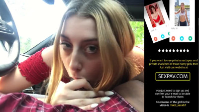 Beautiful Blonde Girl Sucking Massive BBC in Car