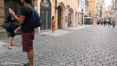 Busty Babe Alex Naked on Public Streets