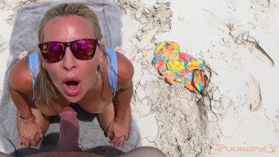 Beach Bunny PoundPie3 Destroyed & Drenched in Cum on a Beach!