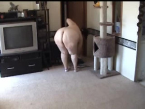 BBW Vacuuming in the Nude Lots of Big Ass Bending over Shots - not HD