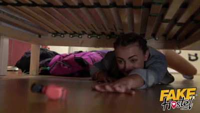 Fake Hostel two Hot Girls get Stuck under a Bunk Bed