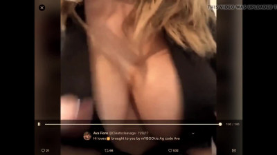 Montage of Ava squeezing her great boobs