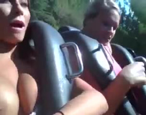 Slutty Chick Pulls Tits Out on Roller Coaster