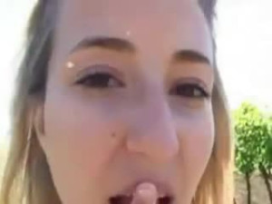 Cum Swallowing GF Goes For it in Public