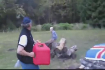 Idiot Narrowly Misses Disaster Lighting Bonfire