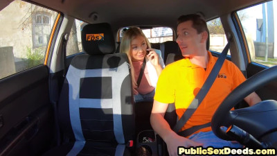 Perv student driver riding instructor cock after class