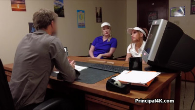 Sexy golf chicks riding principals dick at the office