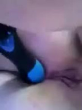 Horny girl masturbates with hairbrush