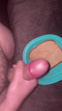 Cum on a slice of bread